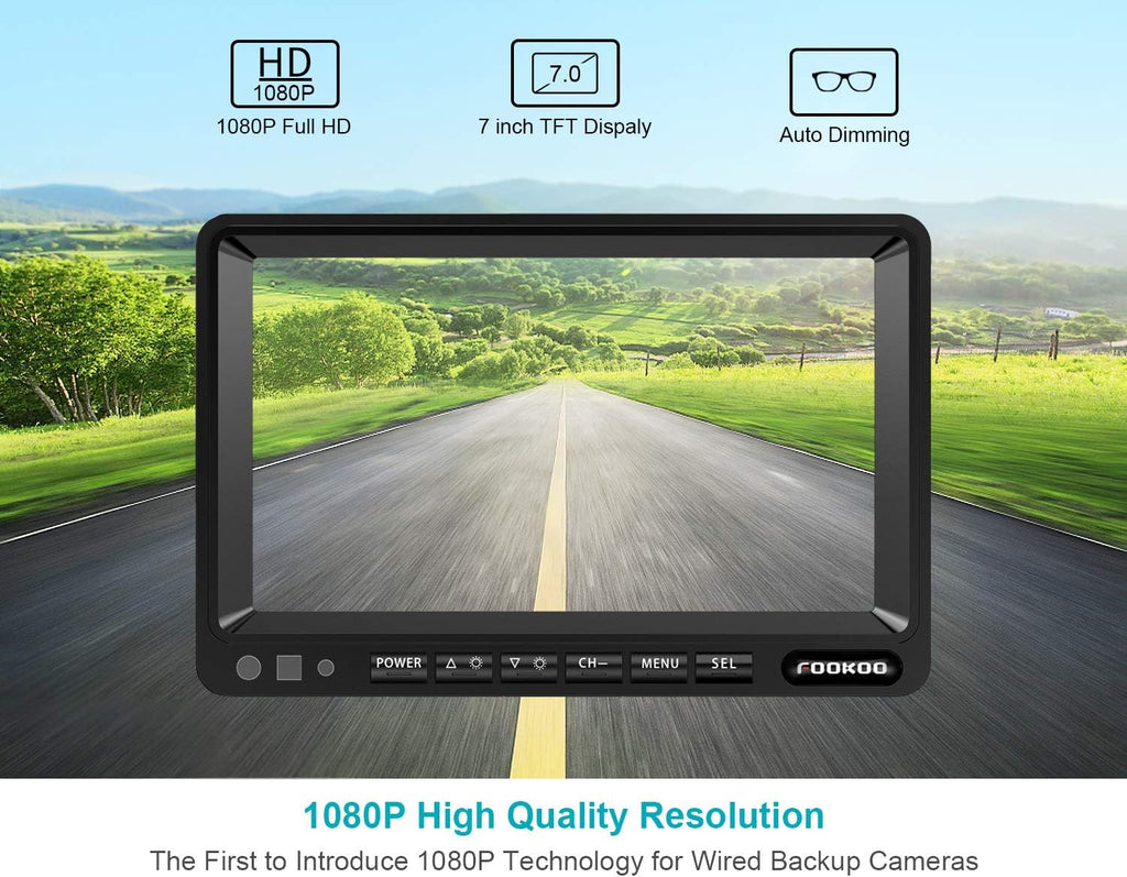 HD Backup Camera System Kit, 7" 1080P Reversing Monitor, IP69 Waterproof Rear View Camera G332