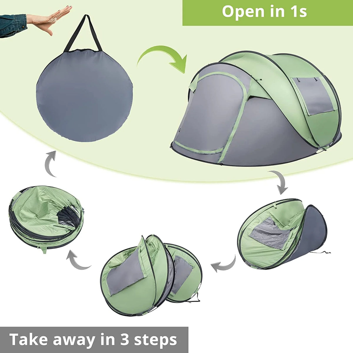 Pop Up Camping Tent, Waterproof Automatic Setup, 110inx79inx48in Z898