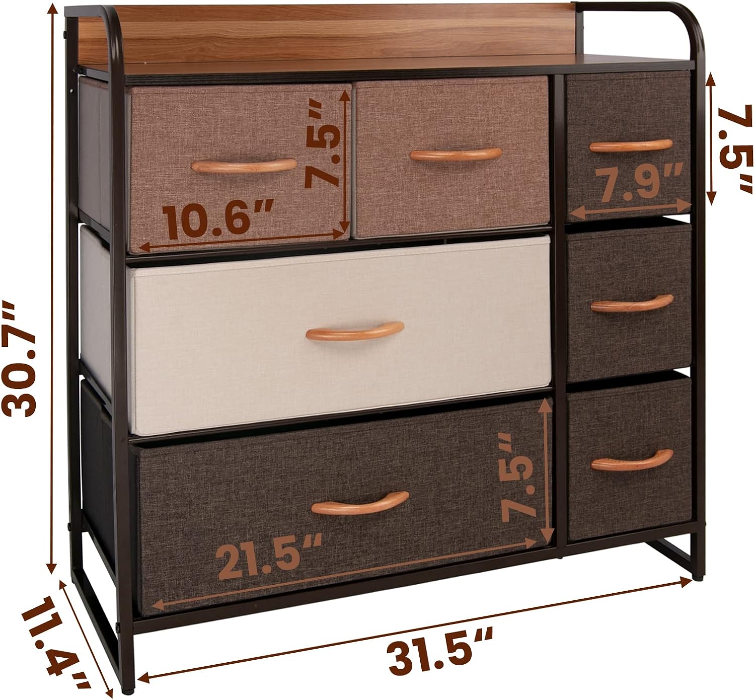 Large Storage Fabric Dresser with 5 Removable Drawers C457225