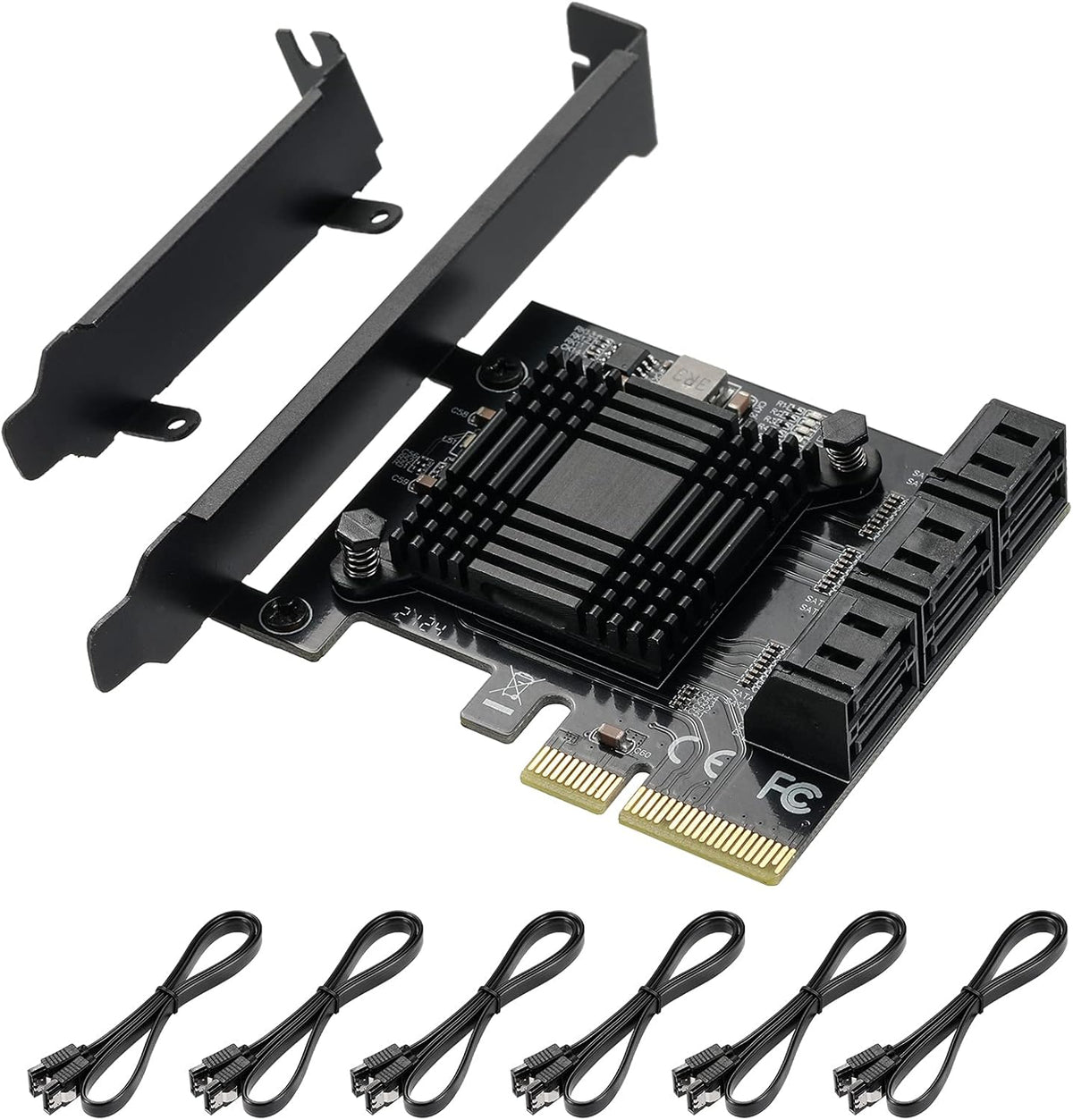 4X PCIE 8 SATA Card with 8 SATA Cables, PCIE to SATA 3.0 6 Gbps Controller, Pack of 2 I41294