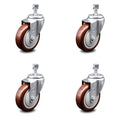 Maroon Poly Swivel Caster Set of 4 with 4x22 Wheels and 1/2x22 Stem V748063
