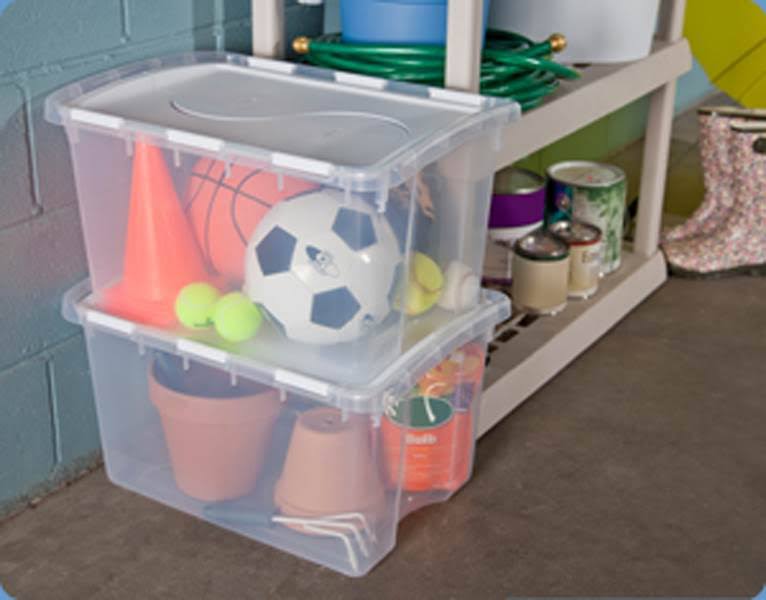 48 Quart Clear Hinged Lid Storage Box Tote (30 Pack) K337