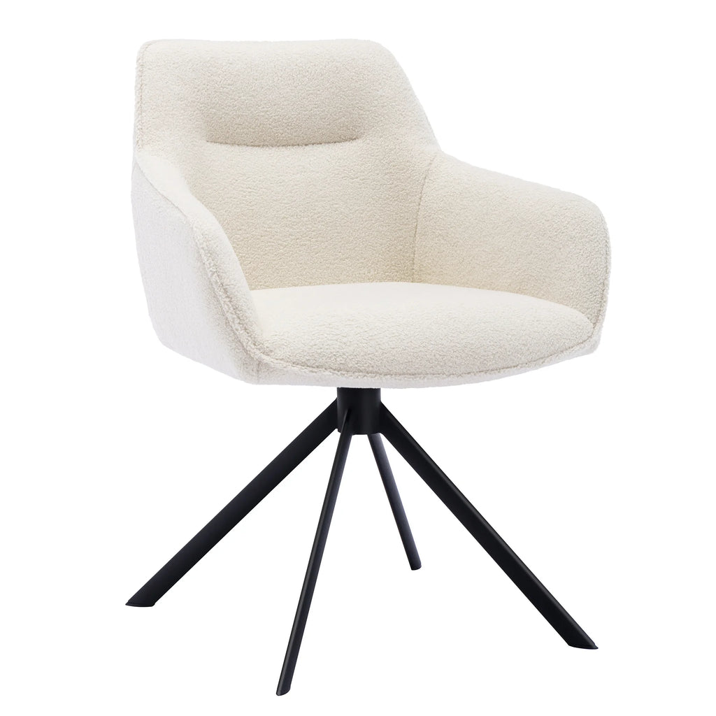 White Boucle Swivel Task Chair with Arms E406