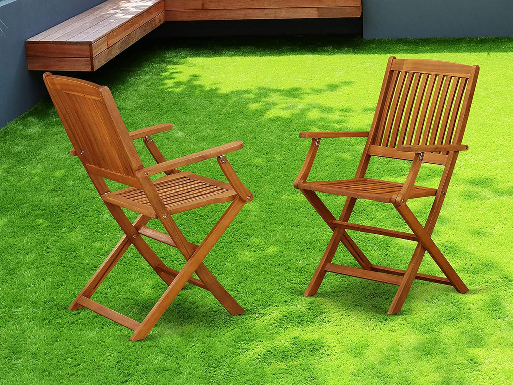 Solid Acacia Wood Folding Arm Chair Set of Two S145934