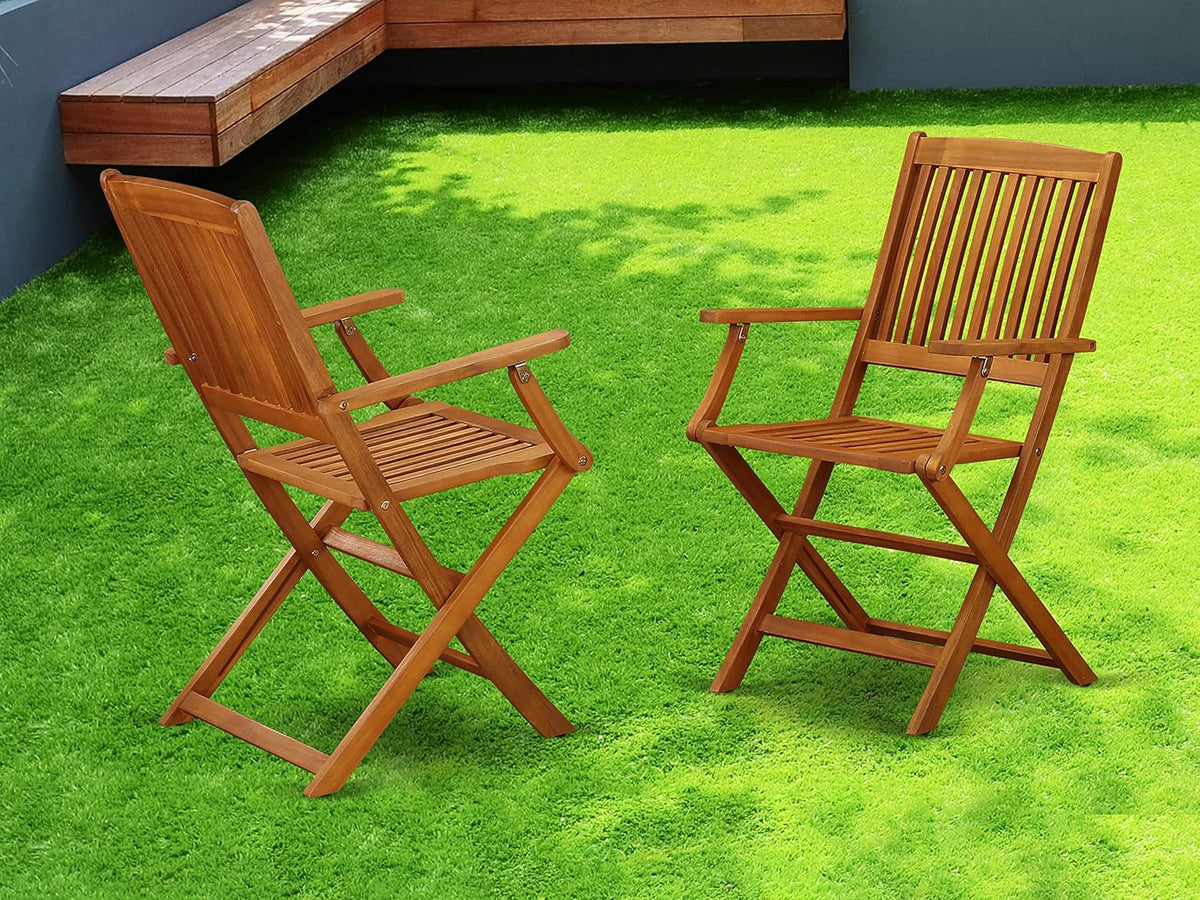 Solid Acacia Wood Folding Arm Chair Set of Two S145934