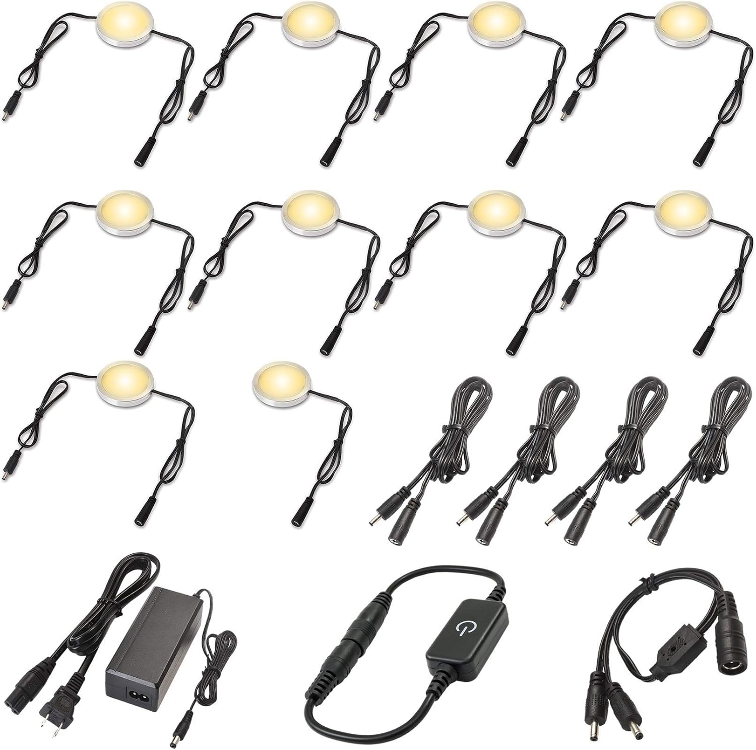 Under Cabinet LED Lighting Kit, Touch Dimmable, 12 Lights, Warm White B7171