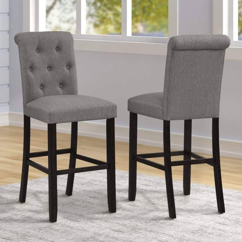 Solid Wood Tufted Barstool, Set of 2 N189394