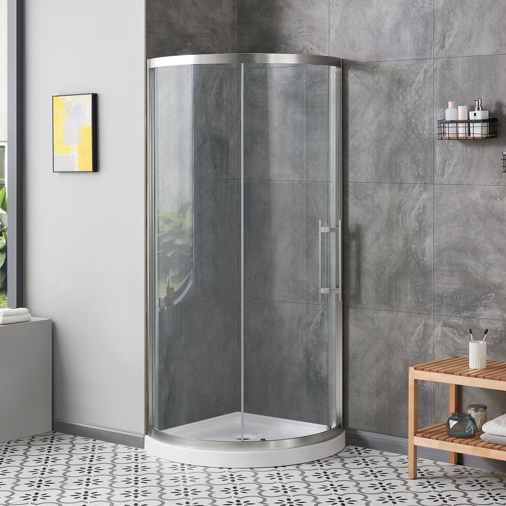 Satin Nickel 76-in x 32-in x 32-in Corner Shower Kit F877