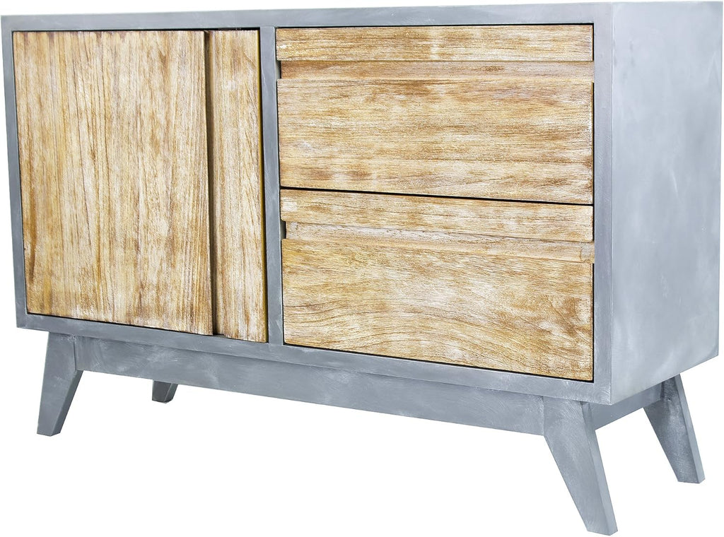 Gray Distressed Wood 2 Drawer Sideboard Cabinet M738