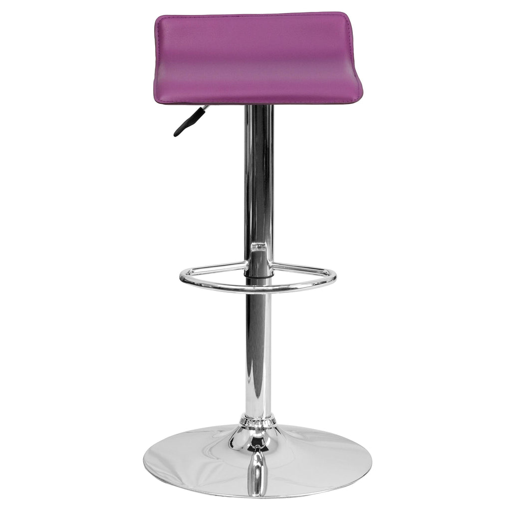 Purple Vinyl Adjustable Height Barstool with Chrome Base U71854