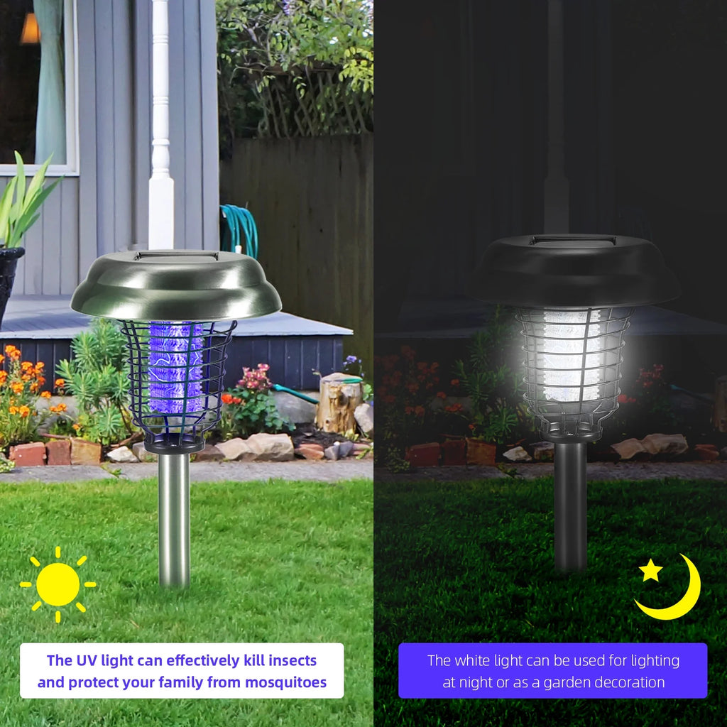 2 Pack Solar Bug Zapper Outdoor Mosquito Killer 2 in 1 Waterproof Y680450