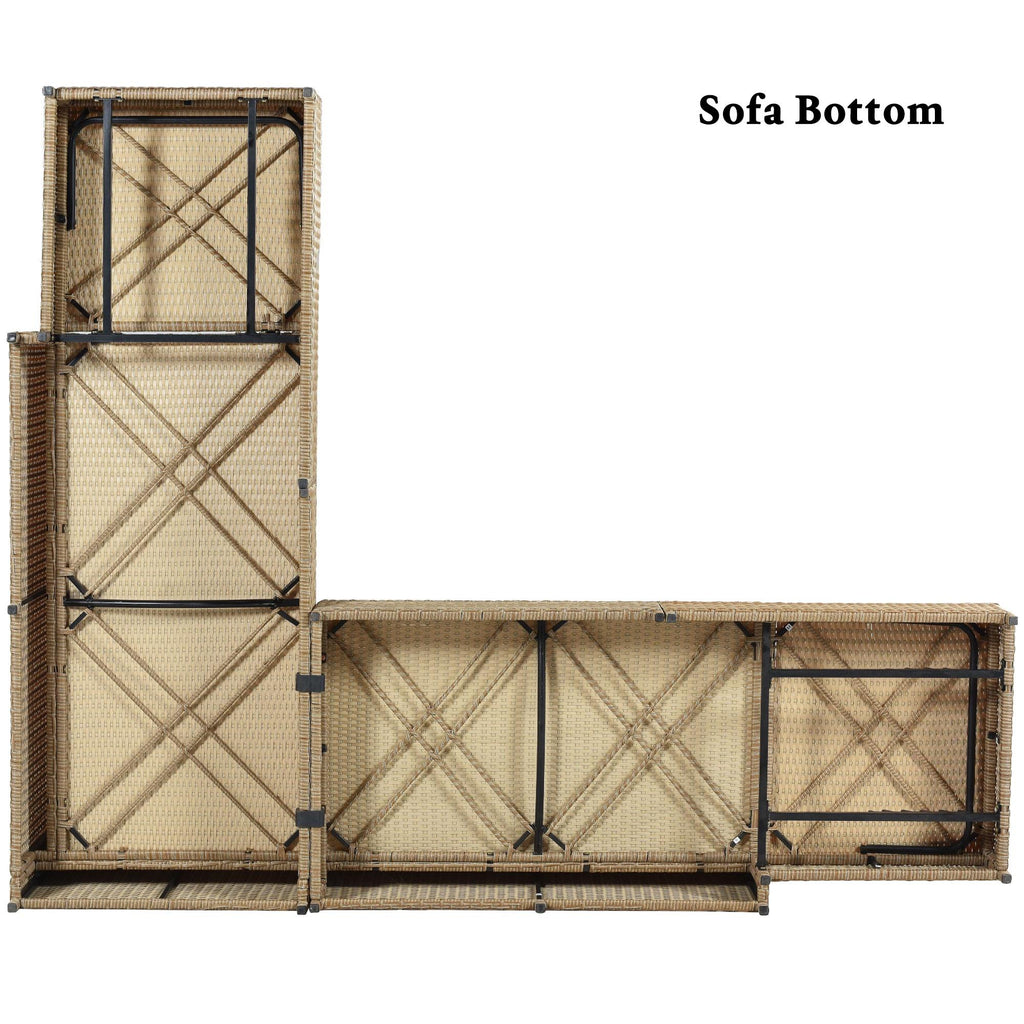 6 Seat PE Rattan Sectional Sofa Set with Adjustable Chaise N618