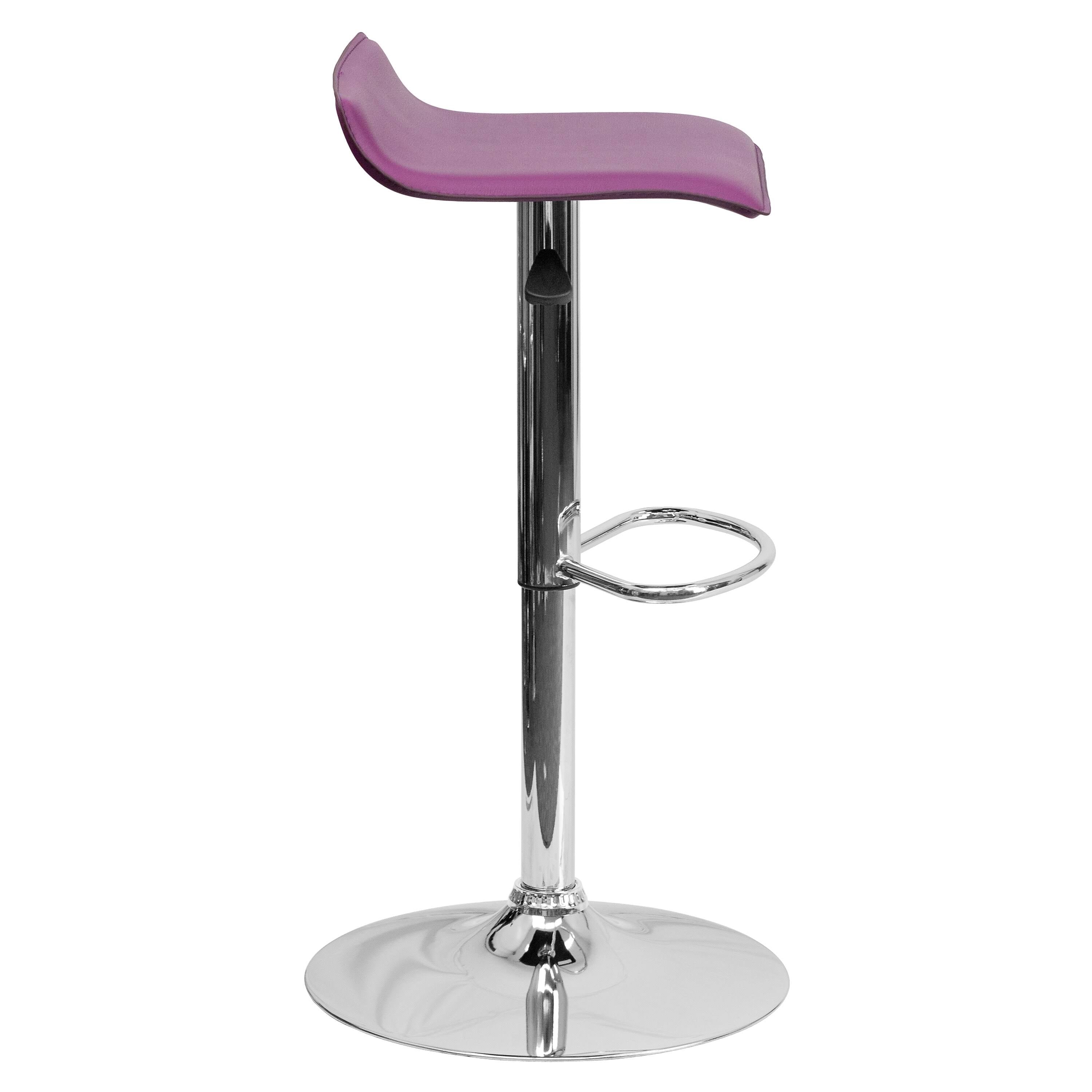 Purple Vinyl Adjustable Height Barstool with Chrome Base U71854