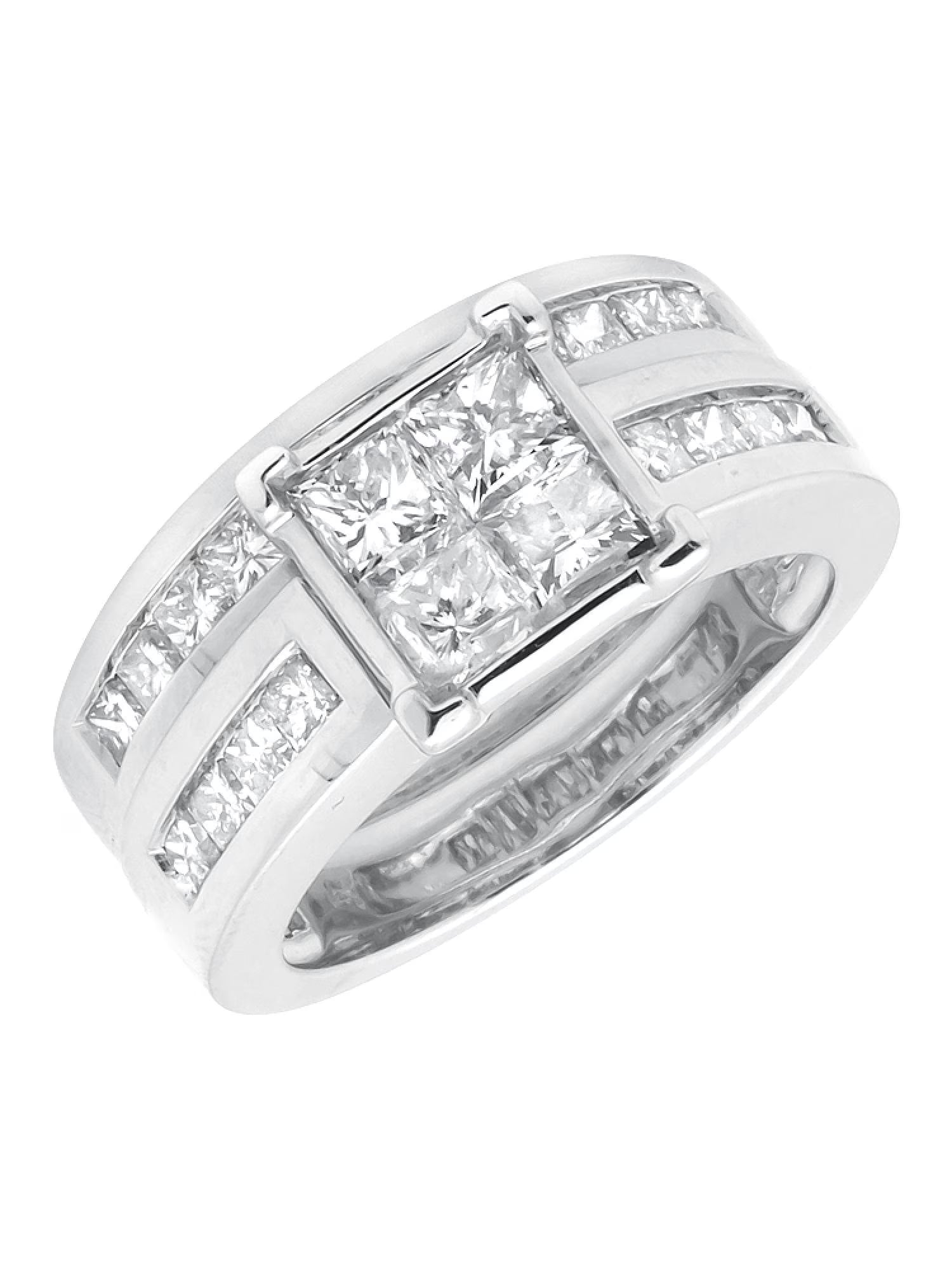 White Gold Princess-Cut Diamond Bridal Set Ring F7472