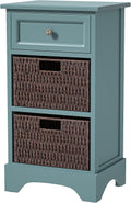 Red Farmhouse Storage Cabinet with Drawer and 2 Wicker Baskets X333631