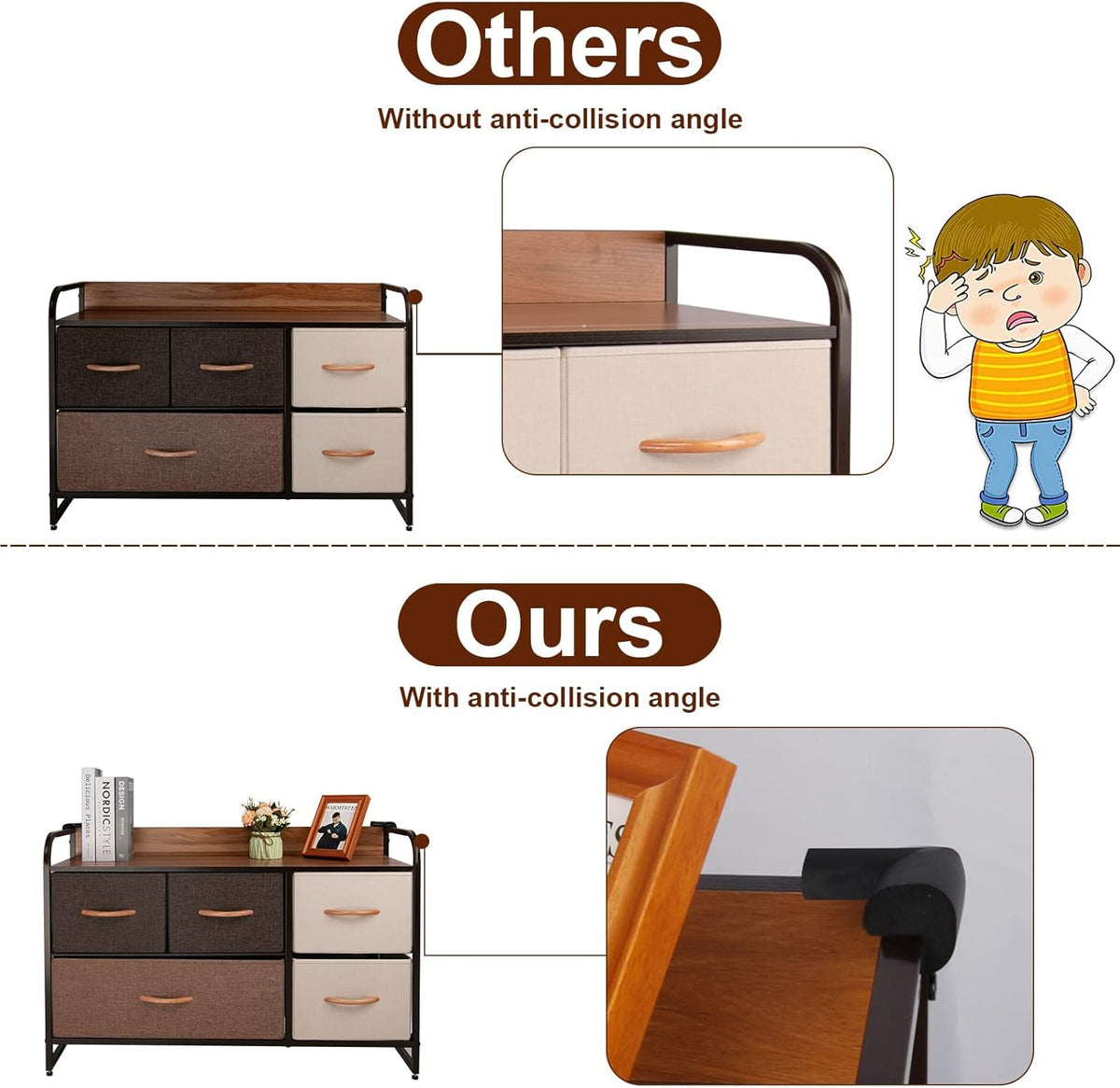 Large Storage Fabric Dresser with 5 Removable Drawers C457225
