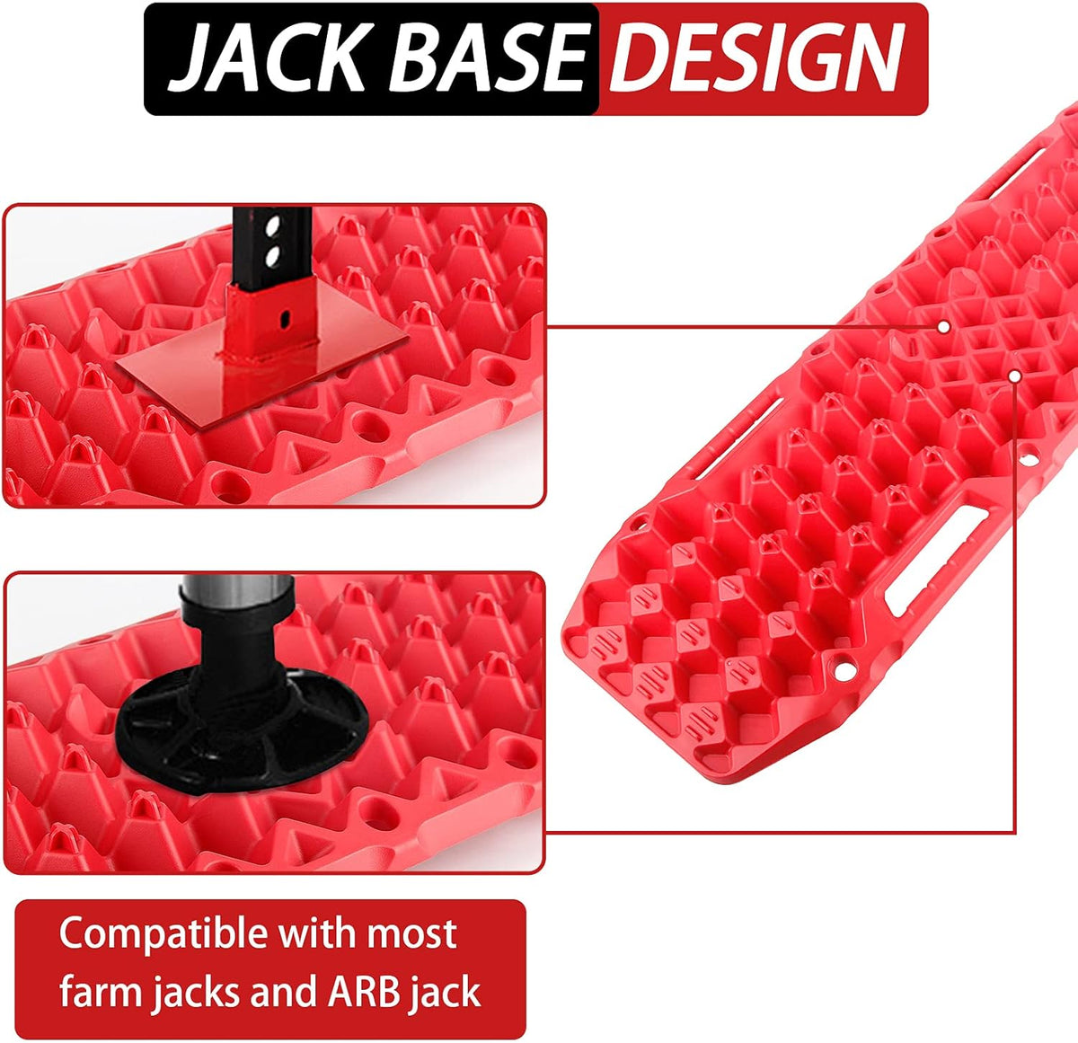 Recovery Tracks Traction Boards with Jack Lift Base Design, Red Pack of 2 D667936