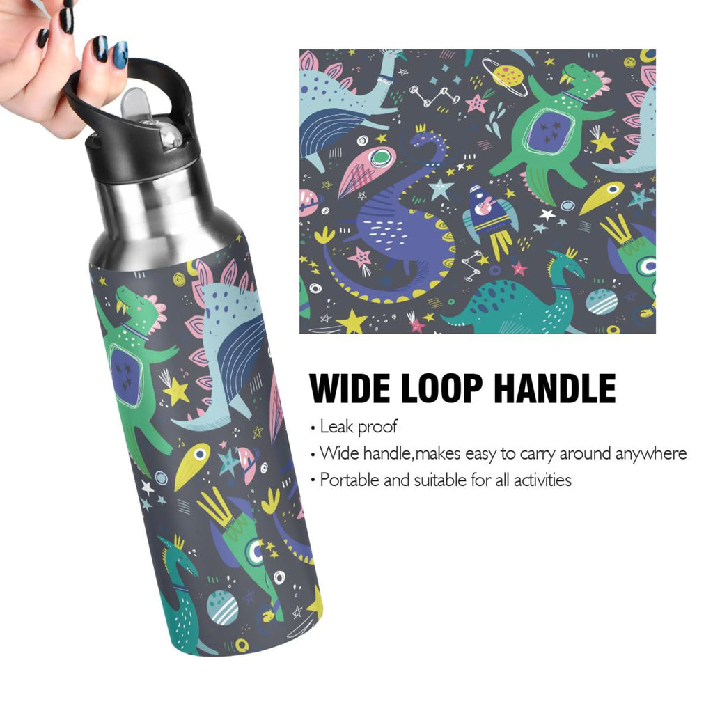 Stainless Steel Insulated Thermos Vacuum Flask Water Bottle with Straw Lid F195683