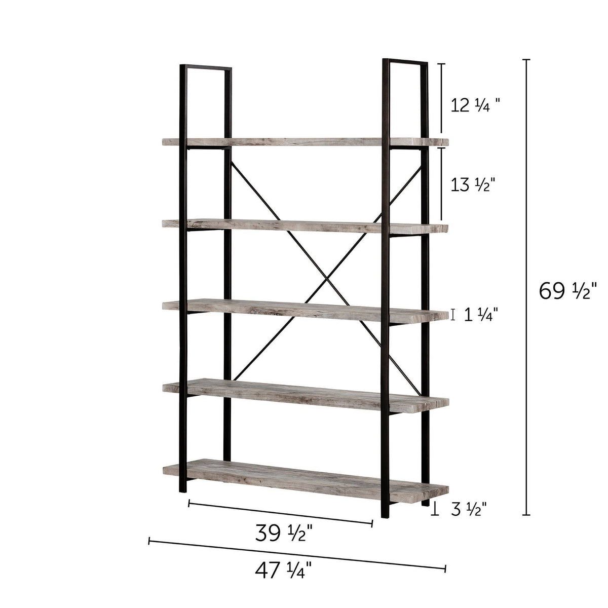 5-Shelf Shelving Unit Driftwood Gray R6065