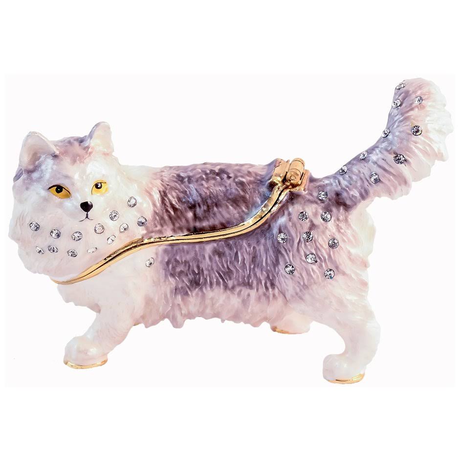 White Cat Gold Plating Trinket Box D22482