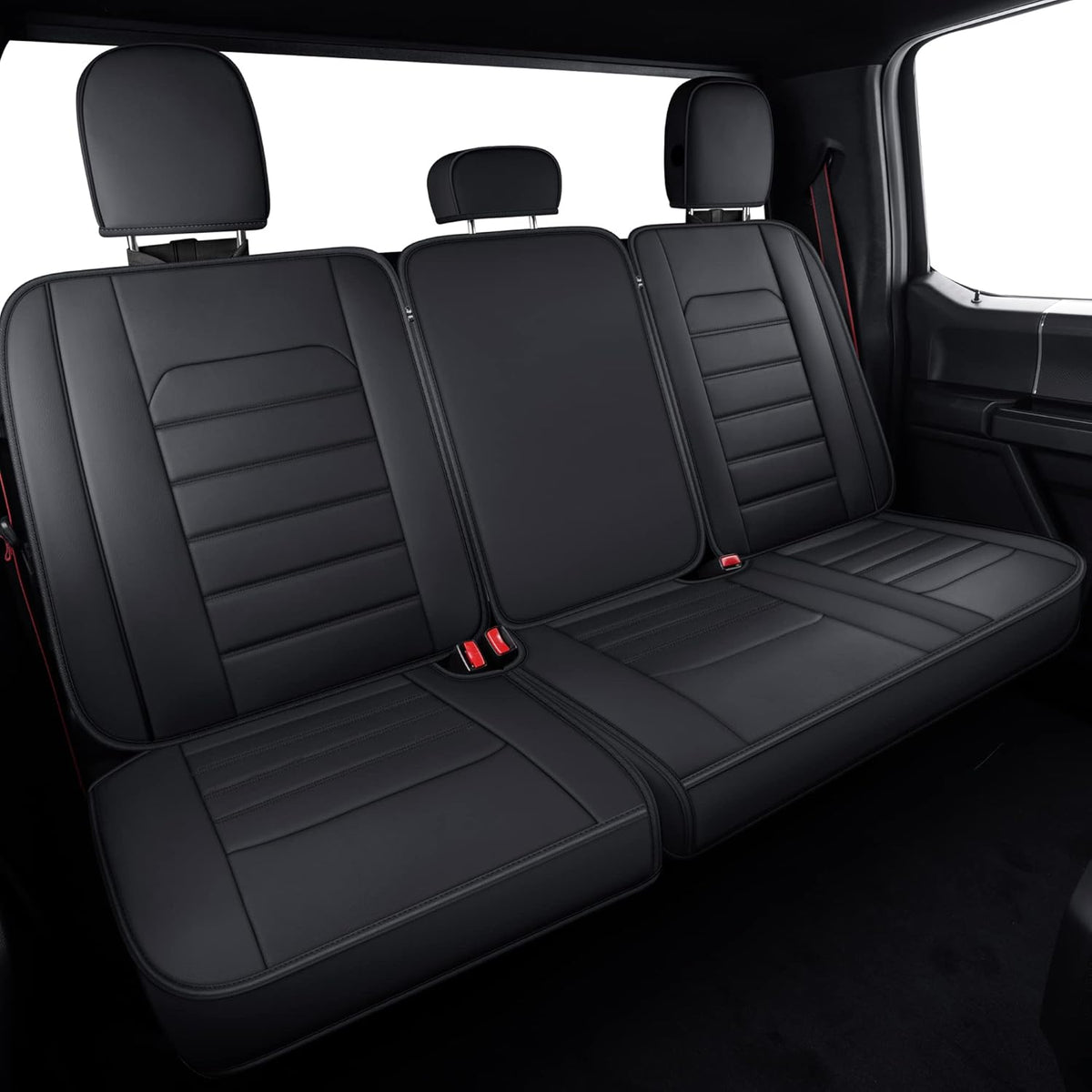 Black Waterproof Faux Leather Seat Covers O112677