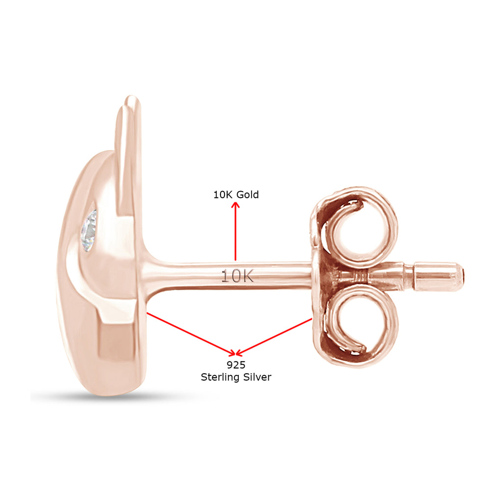 Lab Created Moissanite Diamond Stud Earring In 14k Rose Gold Plated Sterling Silver Push Back With 10k Gold Post K773734