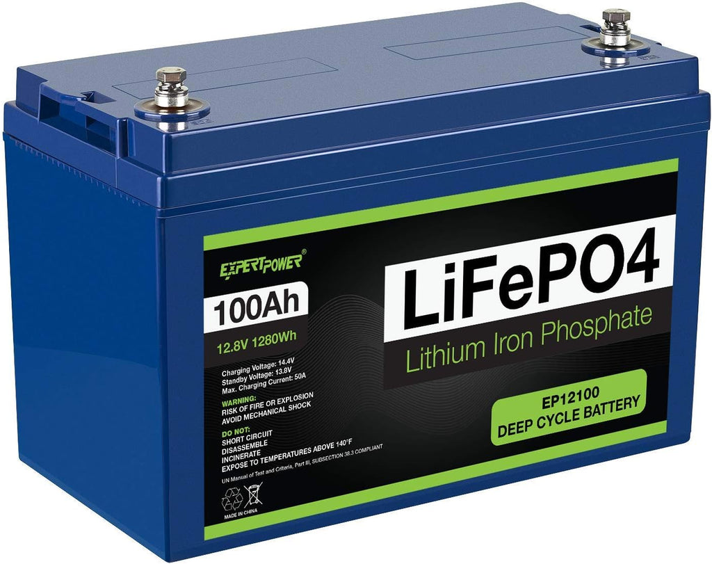 12V 100Ah Lithium LiFePO4 Deep Cycle Rechargeable Battery with Built-in BMS M757352