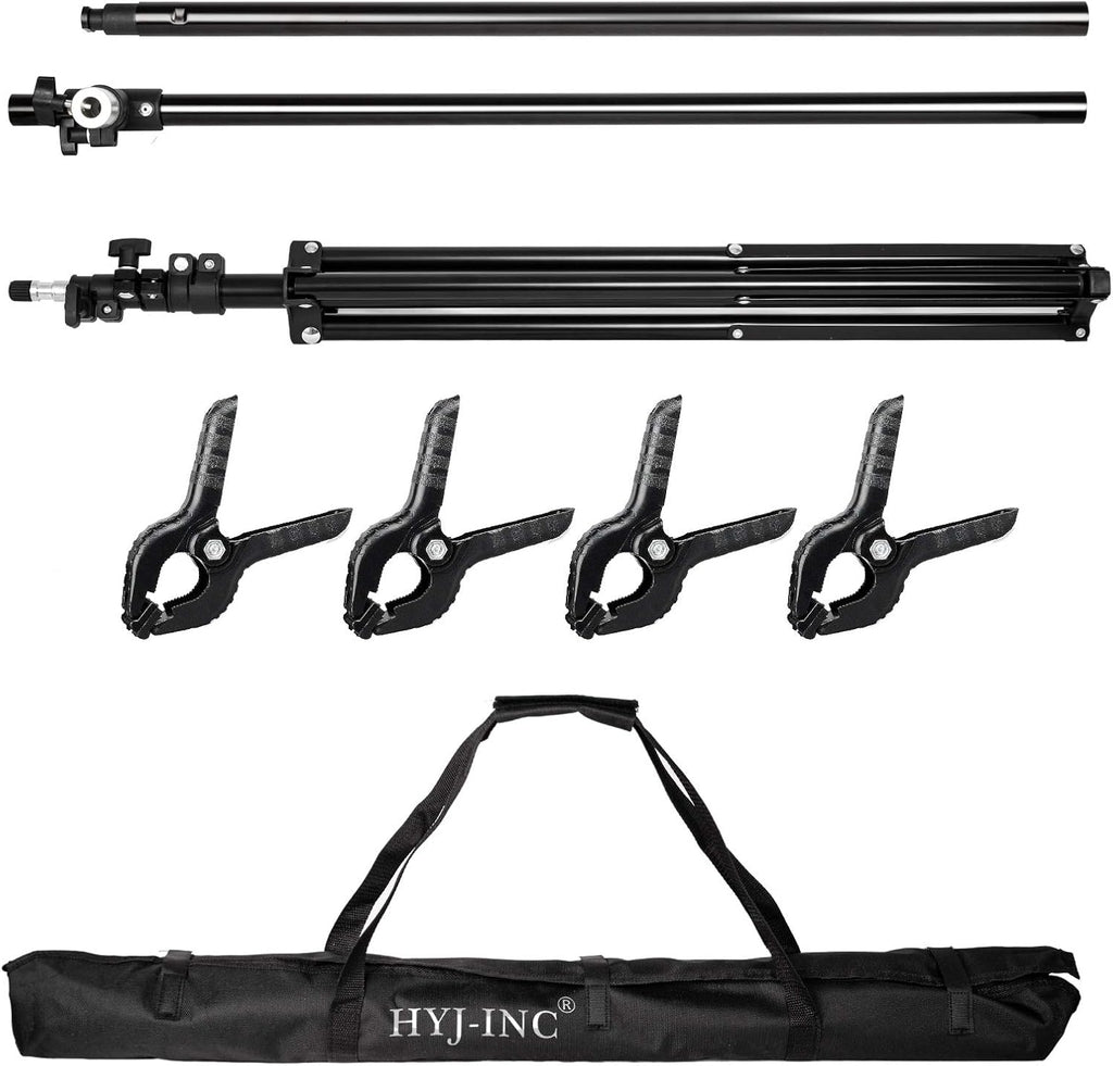 Portable 8.5ft Tall Adjustable Photography Backdrop Stand with 4 Spring Clamps & Carrying Bag W287055