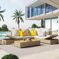 6 Seat PE Rattan Sectional Sofa Set with Adjustable Chaise N618