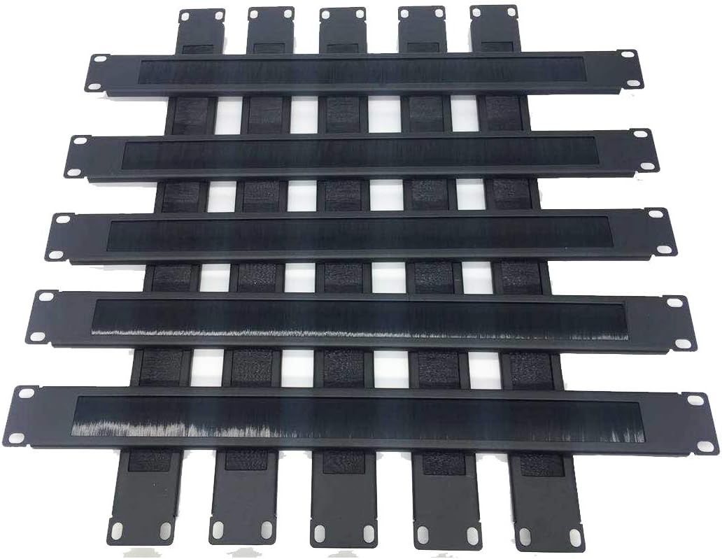 10 Pack 1U Horizontal Rack Mount Cable Management Panel with Cable Entry Brush O586643