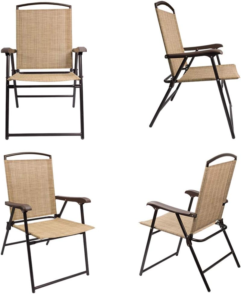 Beige Sling Back Folding Chair Set of 2 U91999