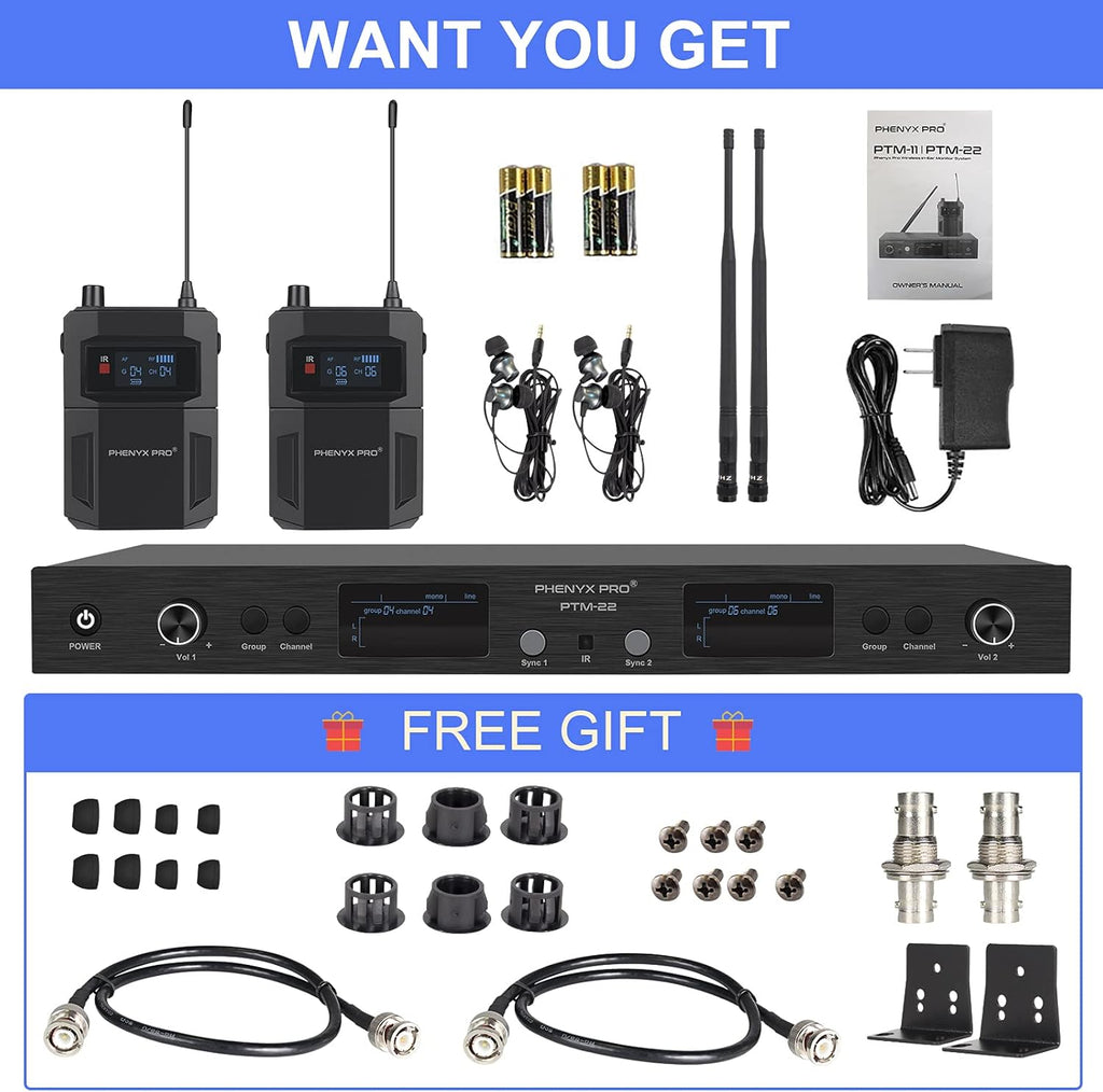 UHF Dual Wireless in-Ear Monitor System with Metal Transmitter and Bodypack Receiver Y557
