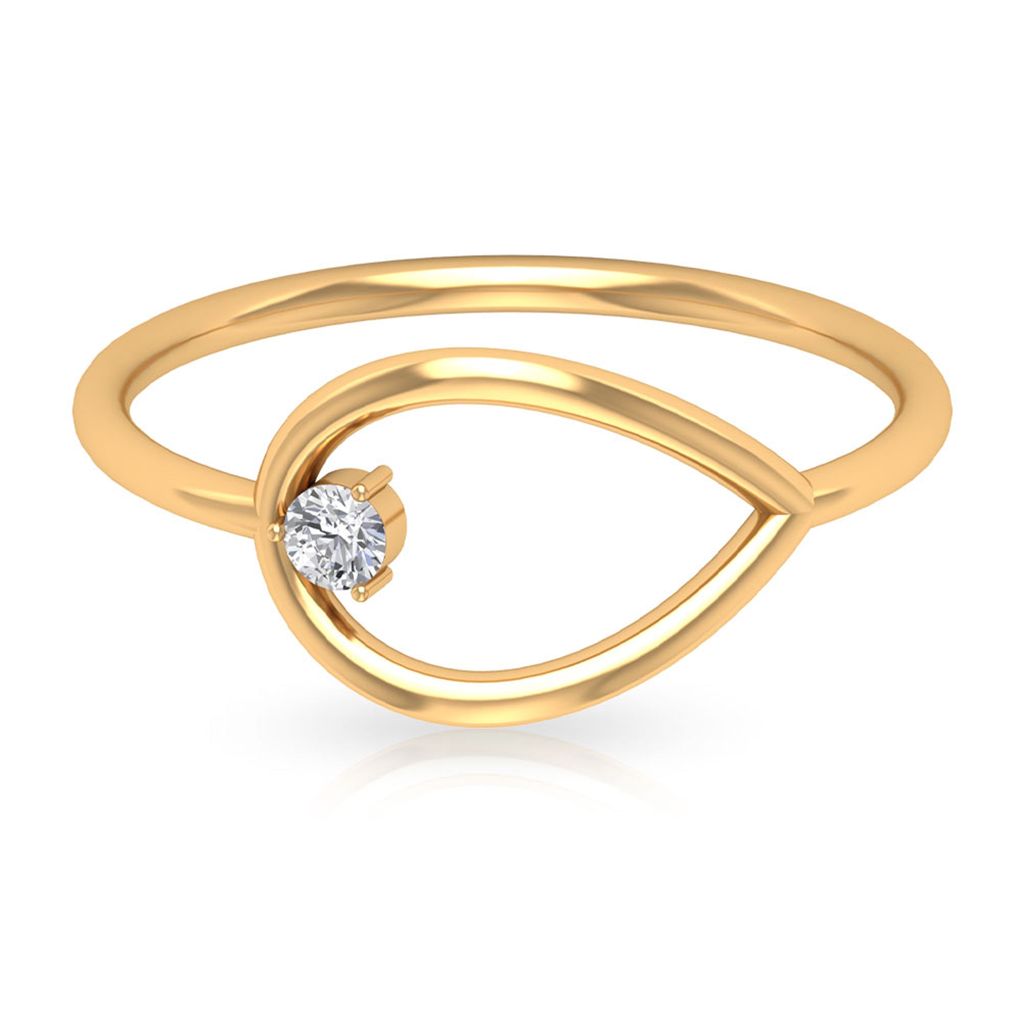 18K Yellow Gold Open Teardrop Ring J799341