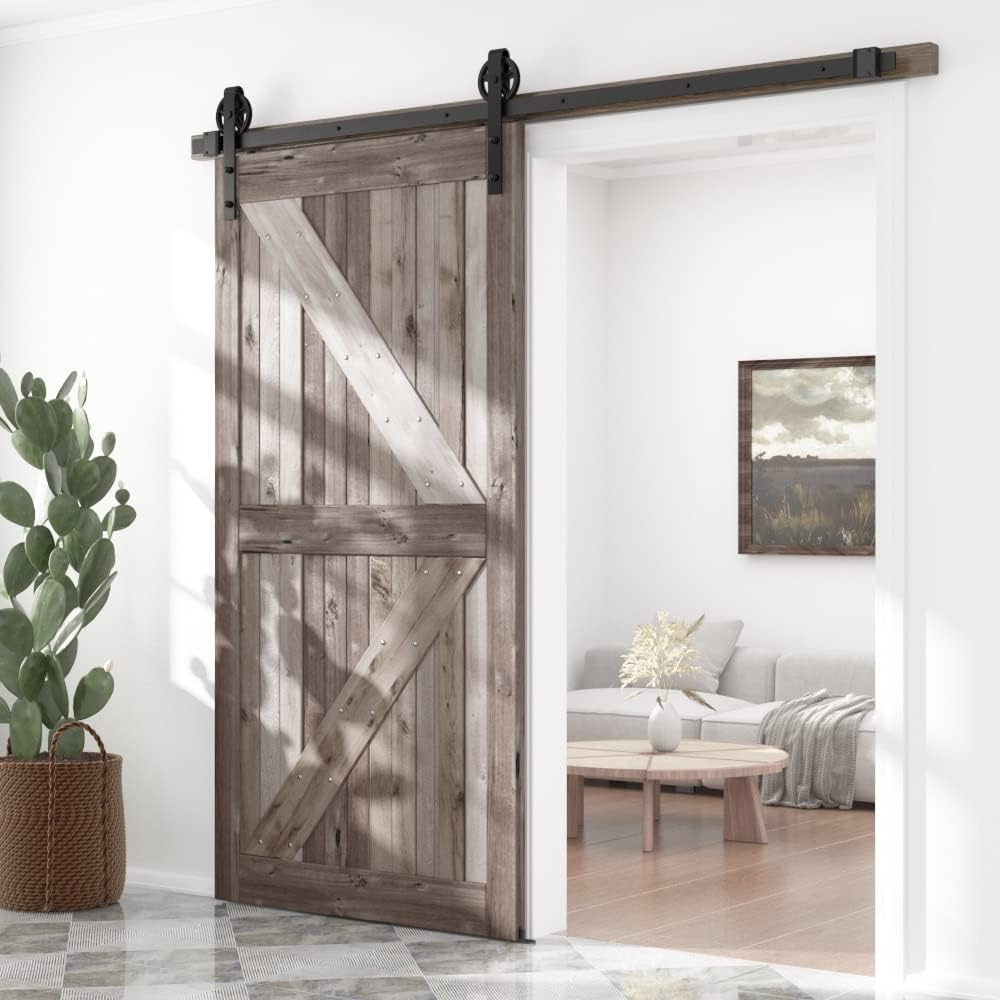 6FT Sliding Barn Door Hardware Track Kit Black Pack of 2 A176090