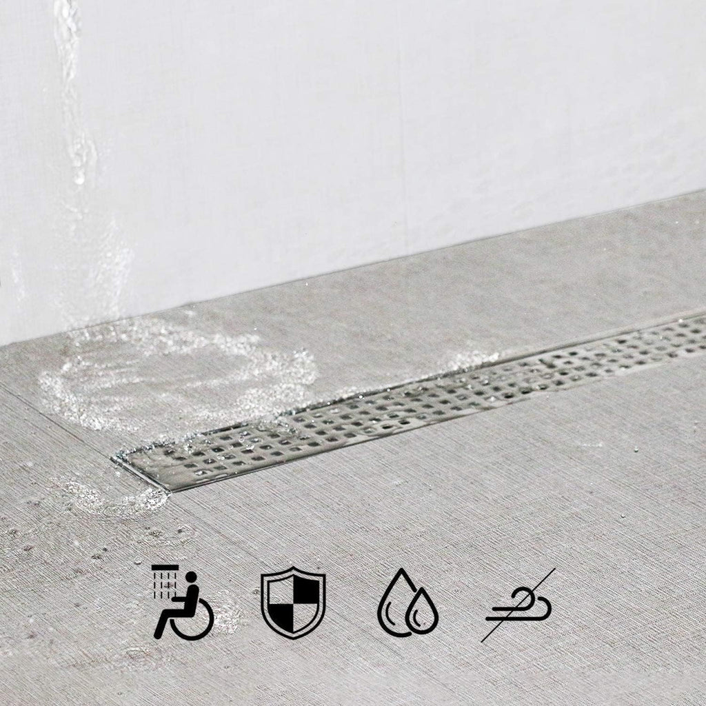 24 inch 304 Stainless Steel Linear Shower Drain with Grid Cover, Pack of 2 I26797