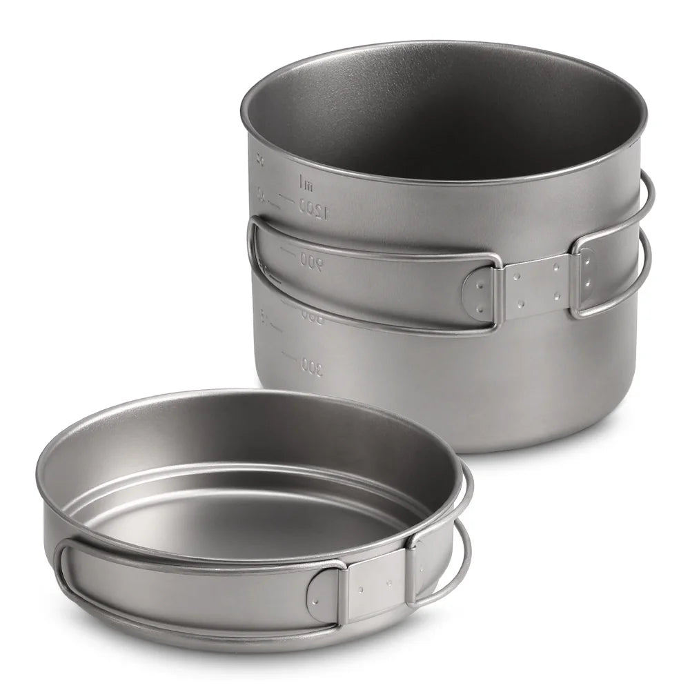 1100ML / 1600ML Folding Handle Pot Pan Set A6068