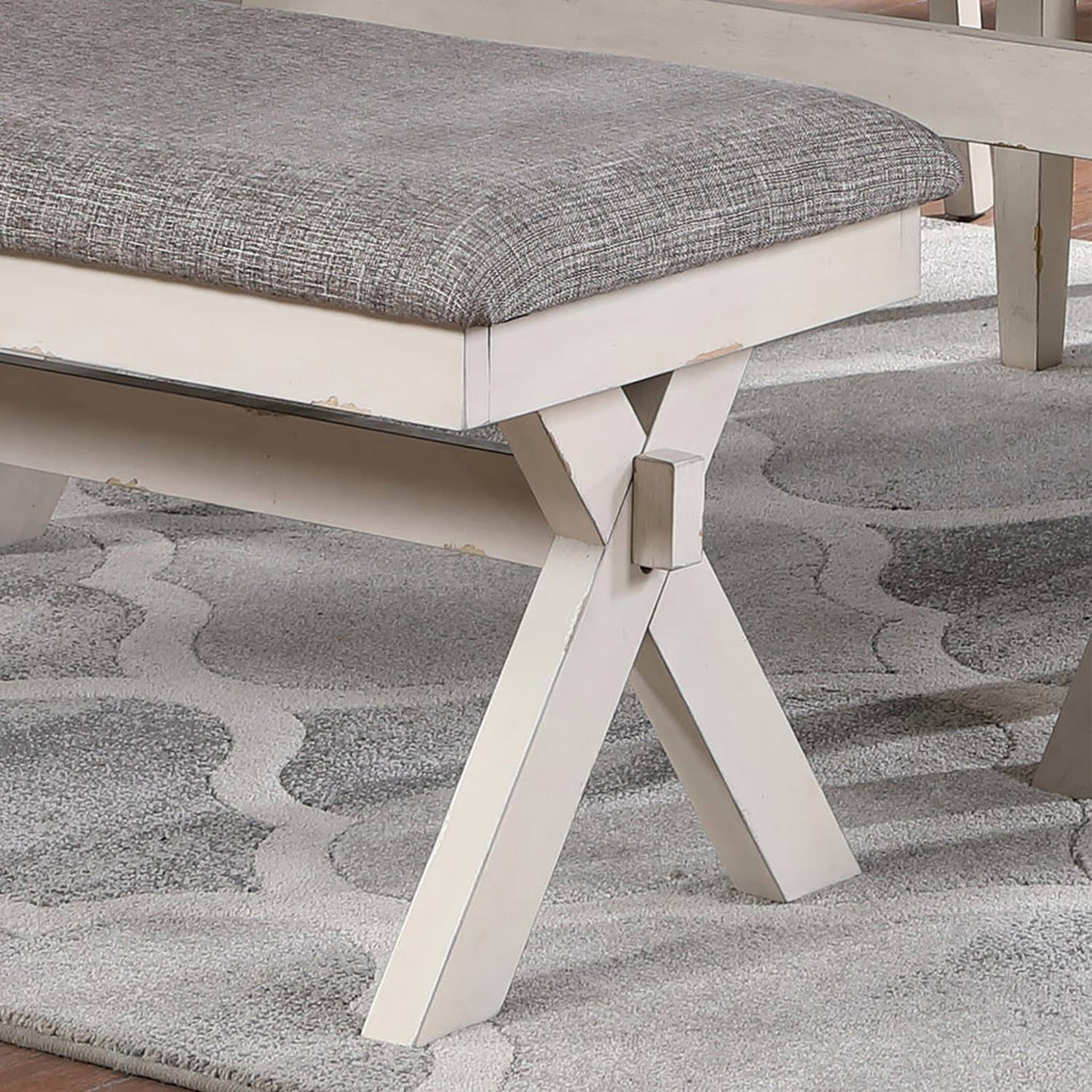 Grey Antique White Two-Seater Dining Bench F477