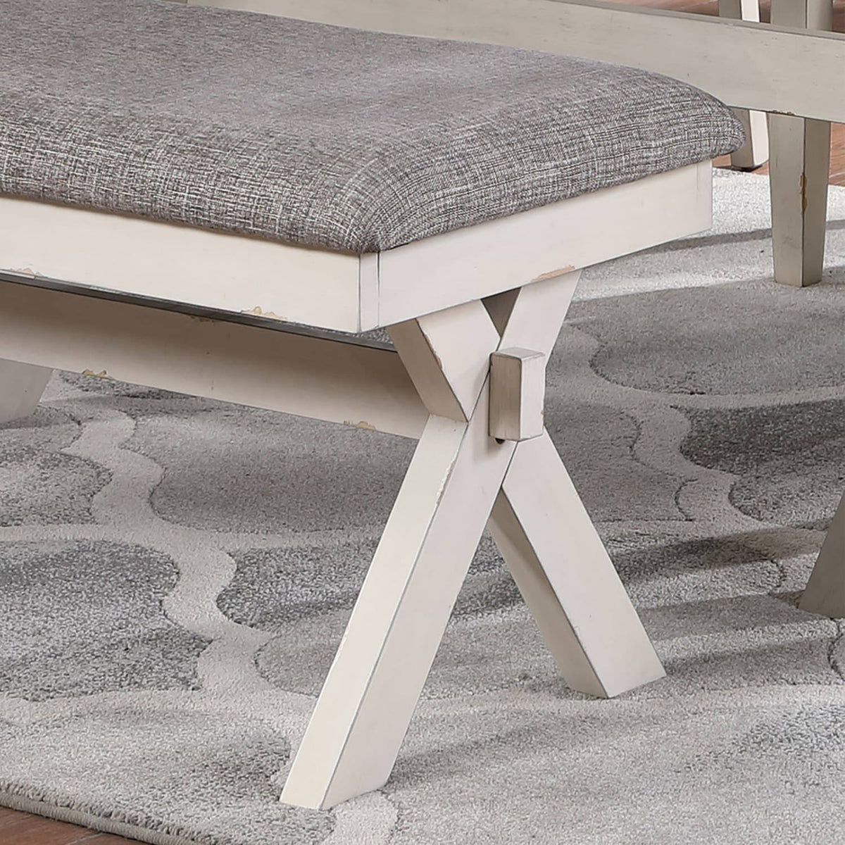 Grey Antique White Two-Seater Dining Bench F477