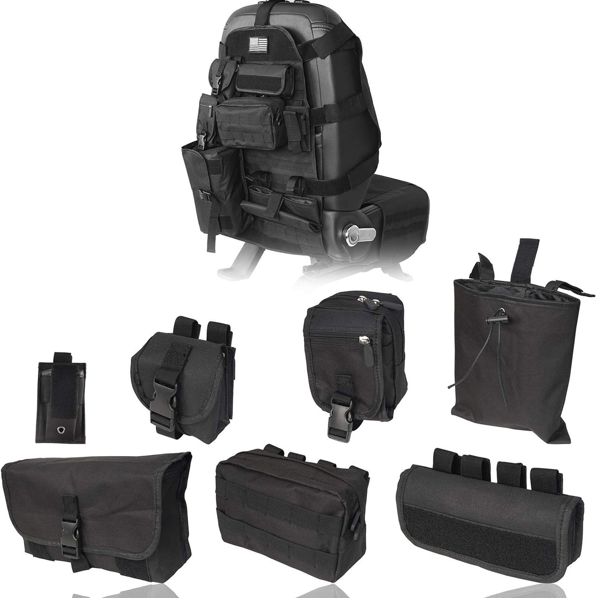Molle Seat Back Organizer with Multi Pocket Pouch Bag D746610