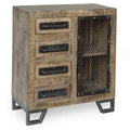 Industrial Mango Wood Cabinet with 4 Drawers in Tan U7880