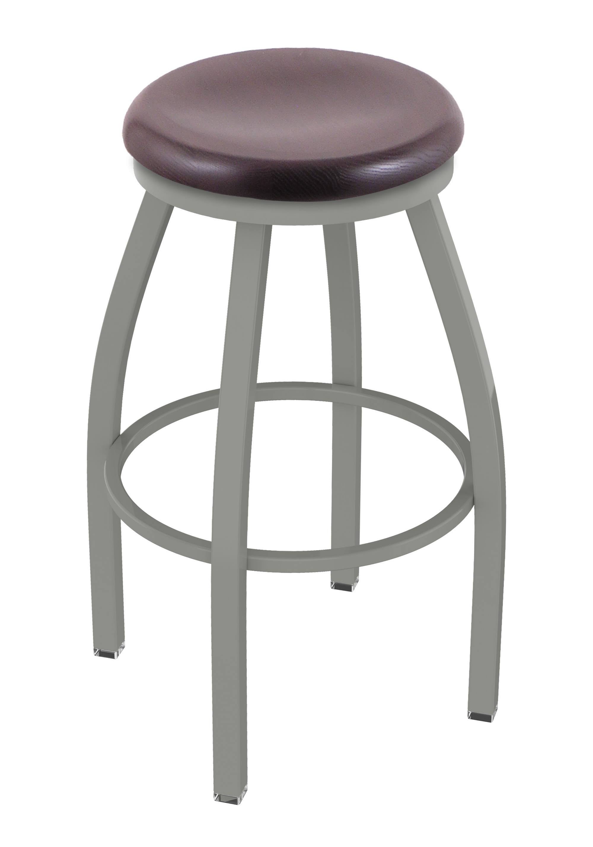 30x22 Bar Stool with Anodized Nickel Finish, Dark Cherry Oak Seat D92558
