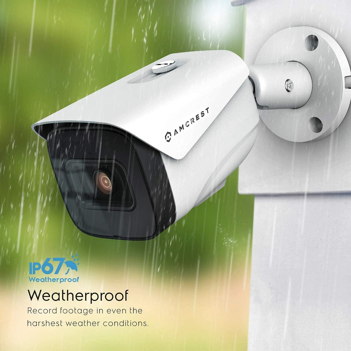 4K AI POE Bullet IP Camera, 98ft Night Vision, 2.8mm Lens, IP67 Weatherproof, White B314624