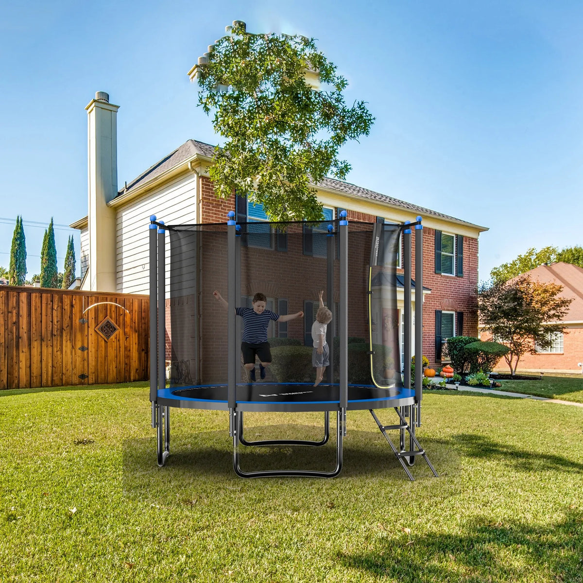 10FT 12FT 14FT 15FT Trampoline with Safety Enclosure Net and Ladder W549