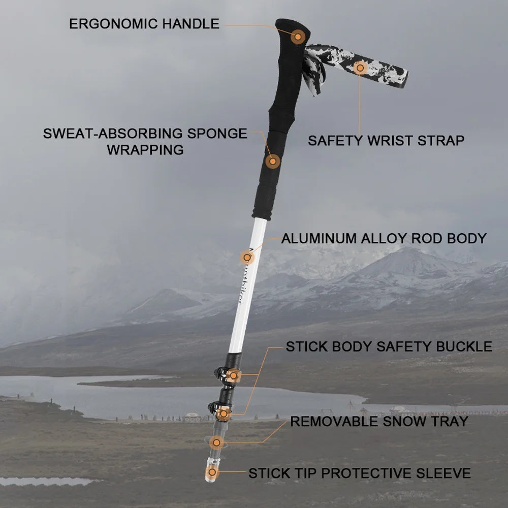 Telescopic Trekking Poles Lightweight Aluminum Alloy J7276