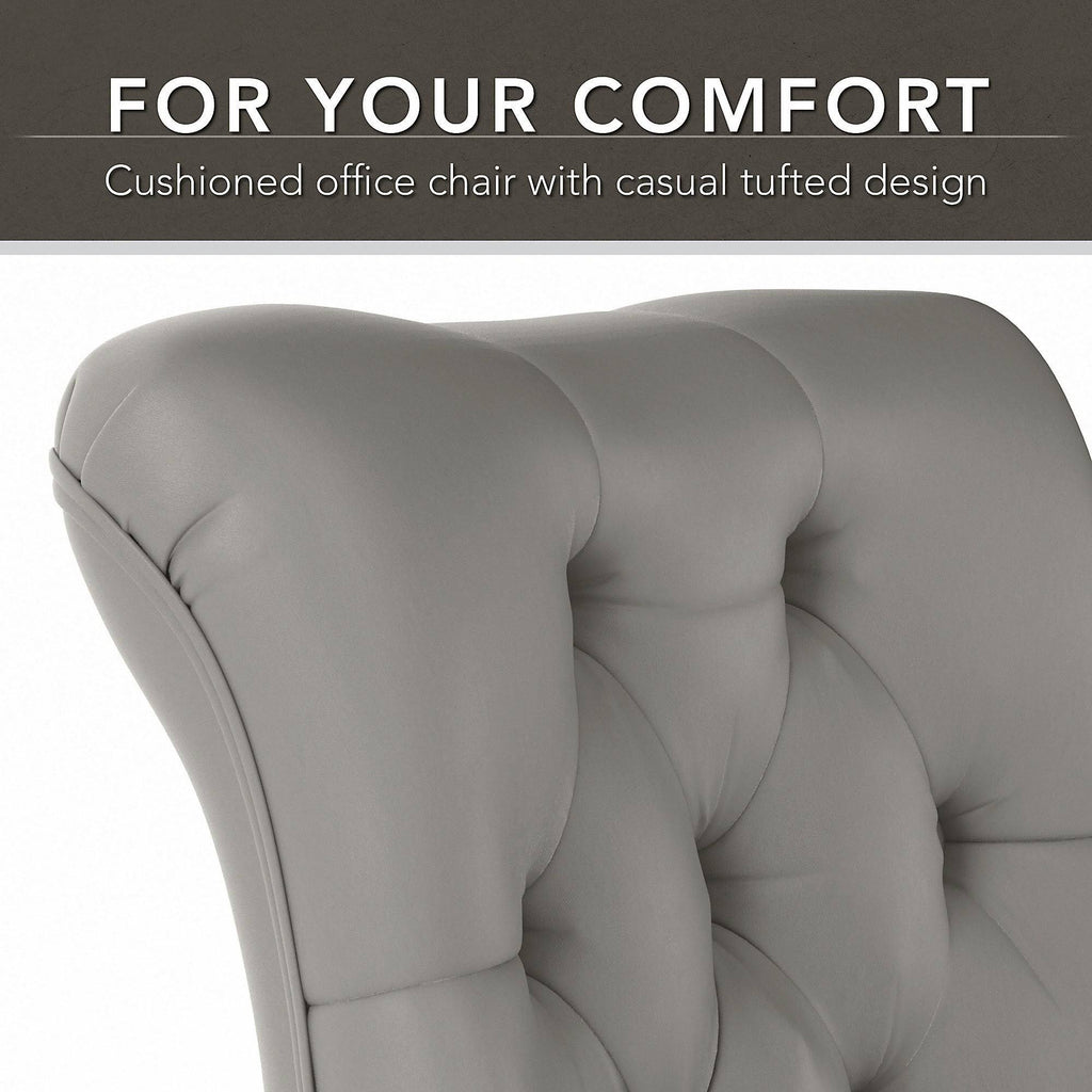 60W L Shaped Desk with Mid Back Tufted Office Chair, Gray V74714