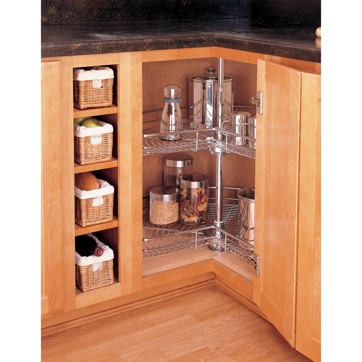 28x22 Chrome Kidney Lazy Susan 2-Shelf K388717