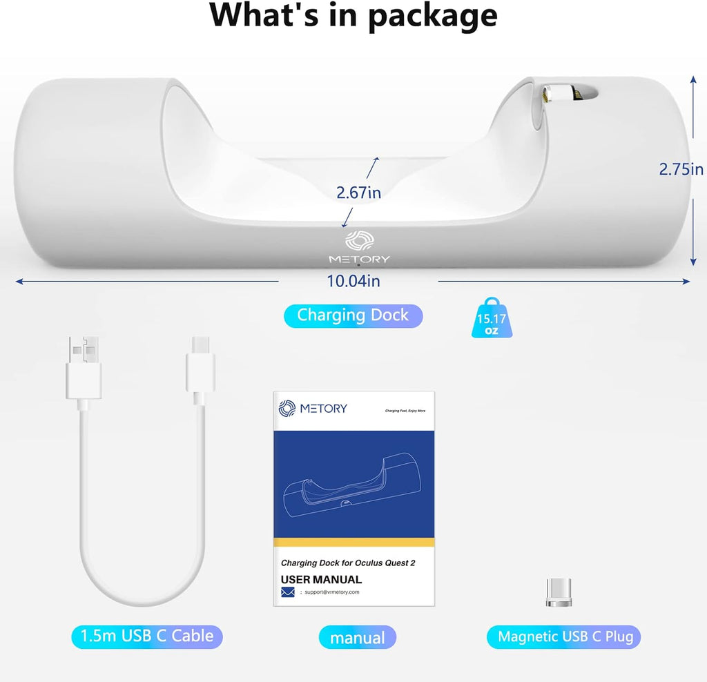 Charging Dock with Magnetic Connector & USB C Charging Cable, Pack of 2 U4443