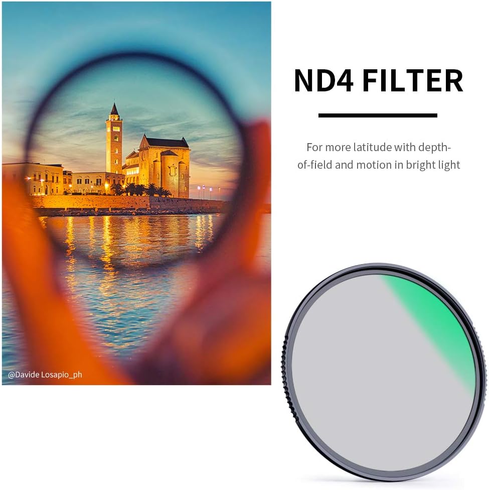 55mm Fixed ND Lens Filter Kit, Neutral Density ND4 ND8 ND64 ND1000 Filter Set with 4-Filter Pouch F827776