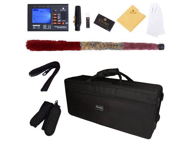 Black Nickel Plated and Gold Keys B Flat Tenor Saxophone with Case, Mouthpiece, 10 Reeds Y6743