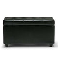 Midnight Black Faux Leather Tufted Rectangle Storage Ottoman E391238
